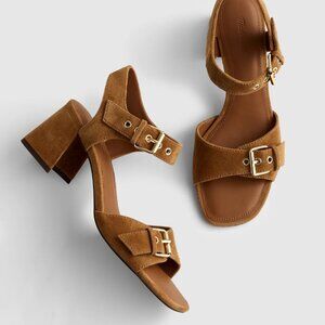 Madewell The Neeka Ankle-Strap Heeled Sandal in Dried Acorn, Size 6.5